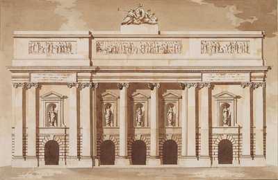 Elevación para el frente oeste de la Casa del Parlamento, Dublín, c.1787 de James Gandon