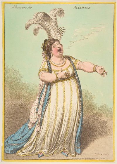 Un aire de bravura. Mandane, 22 de diciembre de 1801 de James Gillray