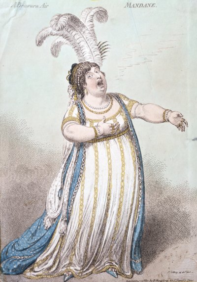 Un Aire de Bravura, Mandane, publicado por Hannah Humphrey en 1801 de James Gillray