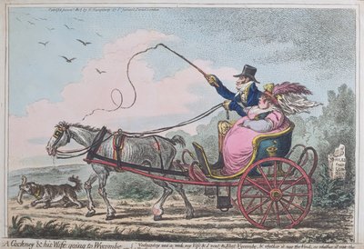 Un cockney y su esposa yendo a Wycombe, publicado por Hannah Humphrey en 1805 de James Gillray