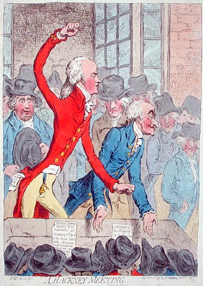 Una reunión de Hackney, publicada por Hannah Humphrey en 1796 de James Gillray