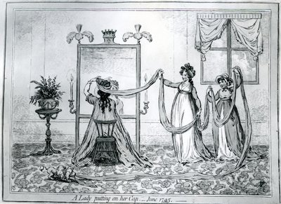 Una dama poniéndose el sombrero, 1795 de James Gillray