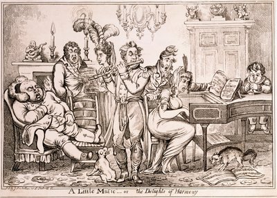 Un poco de música o Las delicias de la armonía, grabado por William Brocas, impreso en Londres por J. Sidebotham, 1810 de James Gillray