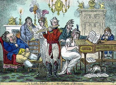 "Un Poco de Música, o los Placeres de la Armonía", pub. por Hannah Humphrey de James Gillray