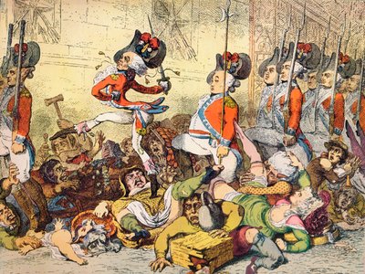 Una marcha al banco, 1787 de James Gillray