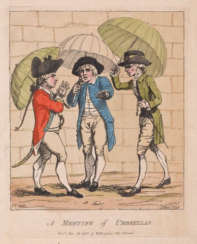 Una reunión de paraguas de James Gillray