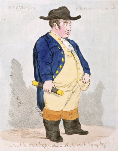 Una cosecha natural; Alias - Una bola de masa de Norfolk, publicado por Hannah Humphrey en 1791 de James Gillray