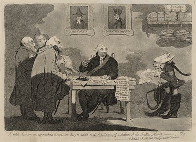 Un noble señor en una paz inminente demasiado ocupado para atender el gasto de un millón de dinero público [verso] de James Gillray