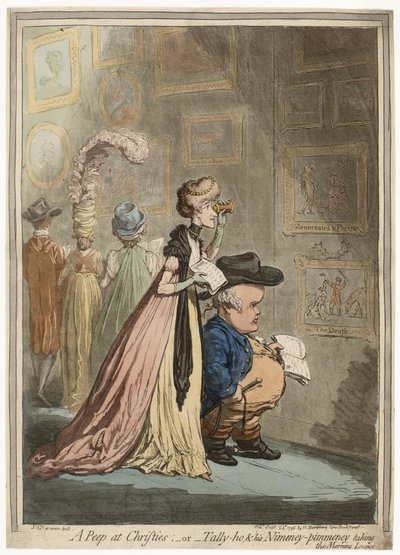 A Peep at Christies; or Tally-ho, amp; His Nimeney-Pimmeney Taking the Morning Lounge de James Gillray