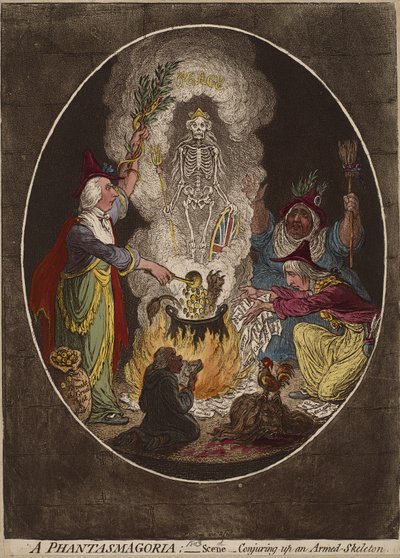 Una fantasmagoría; - Escena - Conjurando un esqueleto armado, 5 de enero de 1803 de James Gillray