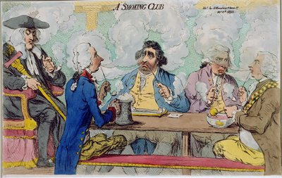Un club de fumadores, publicado por Hannah Humphrey en 1793 de James Gillray