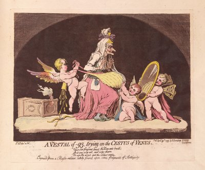Una vestal del 93, probándose el cinto de Venus de James Gillray