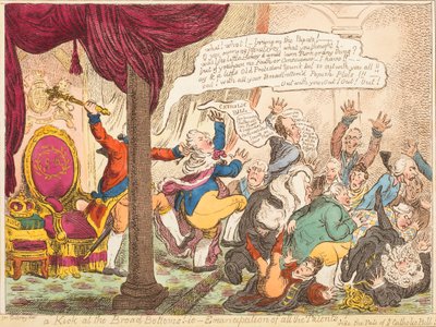 ¡Una patada en las nalgas! Es decir, ¡la emancipación de todos los talentos! de James Gillray