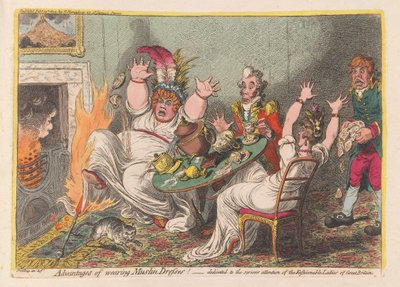 Ventajas de usar vestidos de muselina!, pub. 1802 de James Gillray