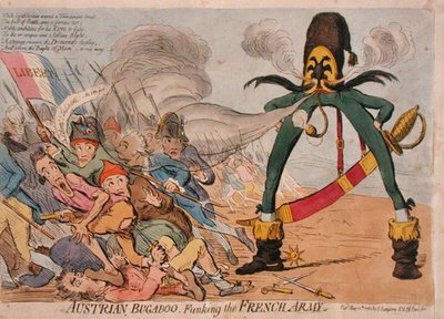 El espantajo austriaco asustando al ejército francés de James Gillray