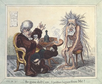 "Vete, aburrimiento, te ruego que te vayas de mí", 1801 de James Gillray
