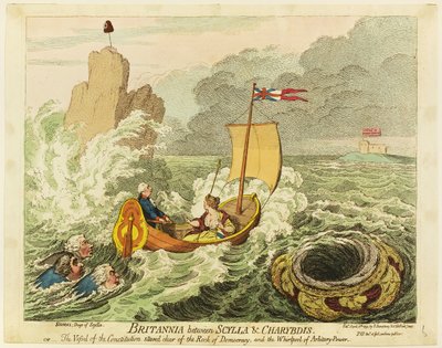 Britannia entre Escila y Caribdis de James Gillray