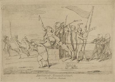 El asesinato de Britannia o la diversión del republicano, publicado el 10 de mayo de 1782 de James Gillray