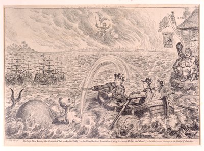 Marineros británicos remolcando la flota danesa al puerto, 1807 de James Gillray