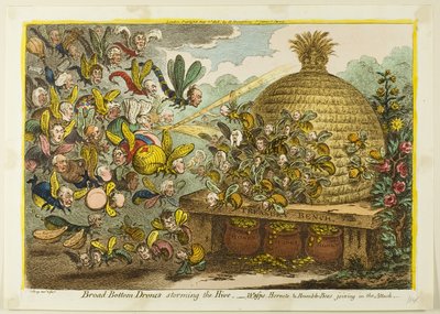 Los zánganos de Broad Bottom asaltan la colmena de James Gillray