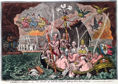 El Barco de Caronte, o los Fantasmas de todos los Talentos tomando su último viaje, 1807 de James Gillray