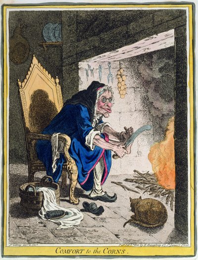 Consuelo para los callos, publicado por Hannah Humphrey en 1800 de James Gillray