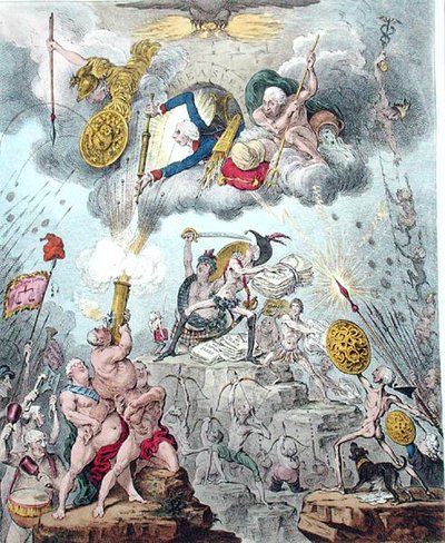 Coalición confederada, o Los gigantes asaltando el cielo de James Gillray