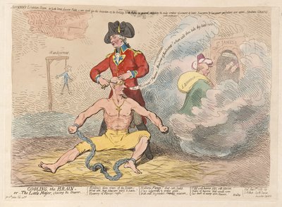 Enfriando el Cerebro o el Pequeño Mayor Afeitando al Barbero de James Gillray