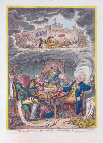 Sueños deliciosos: ¡Castillos en el aire! - ¡Perspectivas gloriosas! de James Gillray