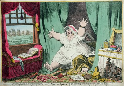 Dido en Desesperación, publicado por Hannah Humphrey, 1801 de James Gillray