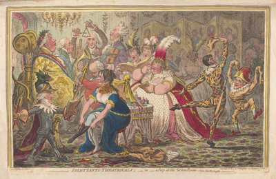 Teatrales Dilettanti o una Mirada al Camerino, vide. Pic-Nic-Orgías de James Gillray