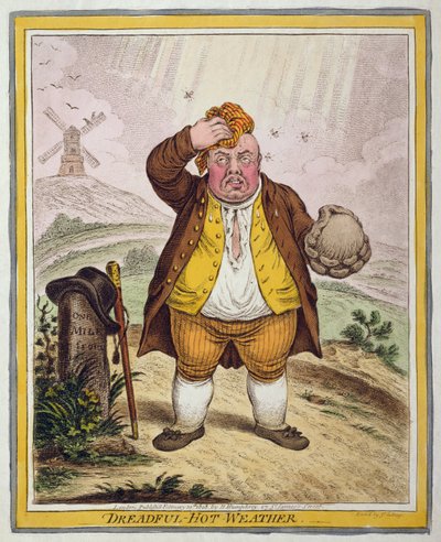 Clima terriblemente caluroso, publicado por Hannah Humphrey en 1808 de James Gillray