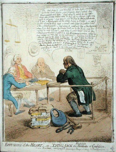 Efusiones del corazón, o Jack el herrero mentiroso en confesión de James Gillray