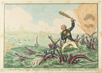 Extirpación de las Plagas de Egipto; Destrucción de los Cocodrilos Revolucionarios de James Gillray