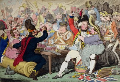 Fatigas de la campaña de Flandes, publicado por Hannah Humphrey en 1793 (grabado coloreado a mano) de James Gillray