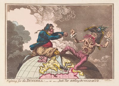 Luchando por el estercolero o Jack Tar arreglando a Buonaparte de James Gillray