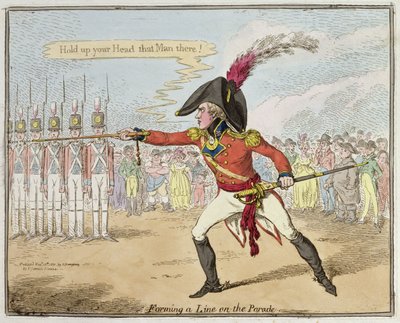 Formando una línea en el desfile, publicado por Hannah Humphrey en 1801 de James Gillray