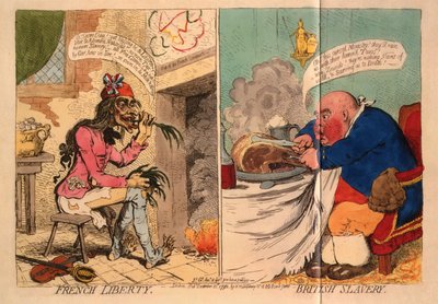 Libertad francesa. Esclavitud británica, 1792 de James Gillray