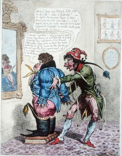 Sastre francés ajustando a John Bull con un 