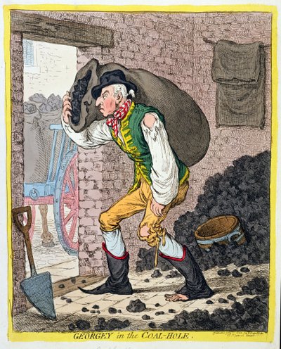 Georgey en el agujero de carbón, publicado por Hannah Humphrey en 1801 de James Gillray