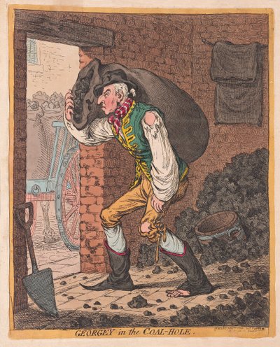 Georgey en el agujero de carbón, pub. 1800 de James Gillray
