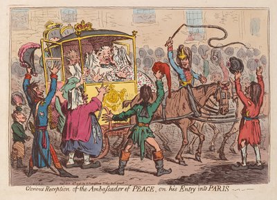 Gloriosa recepción del embajador de la paz a su entrada en París de James Gillray