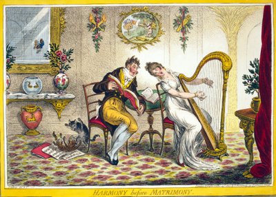 Armonía antes del matrimonio, pub. Hannah Humphrey, 25 de octubre de 1805 de James Gillray