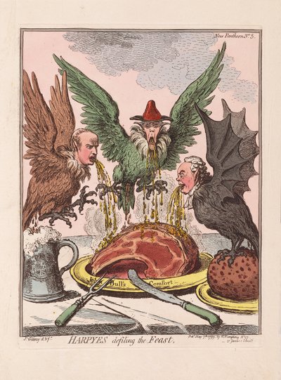 Harpías ensuciando el banquete de James Gillray