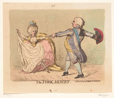 Duquesa de York y Príncipe de Gales bailando un minué, 1791 The York Minuet (título sobre objeto) de James Gillray