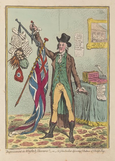 Mejora en Pesos y Medidas o Sir John Seeclear Descubriendo cada Balance de cada Bandera Británica de James Gillray