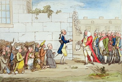 Gratitud irlandesa, publicada por Hannah Humphrey en 1782 de James Gillray
