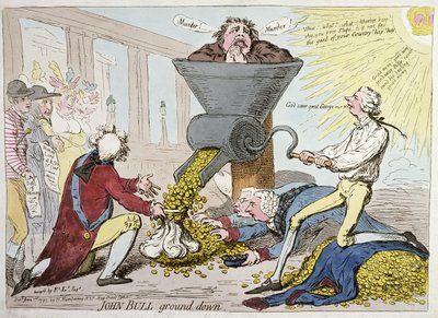 John Bull aplastado, publicado por Hannah Humphrey en 1795 de James Gillray