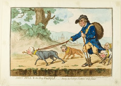 John Bull y su perro Faithful de James Gillray