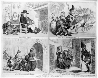 El progreso de John Bull, publicado por Hannah Humphrey, 1793 de James Gillray